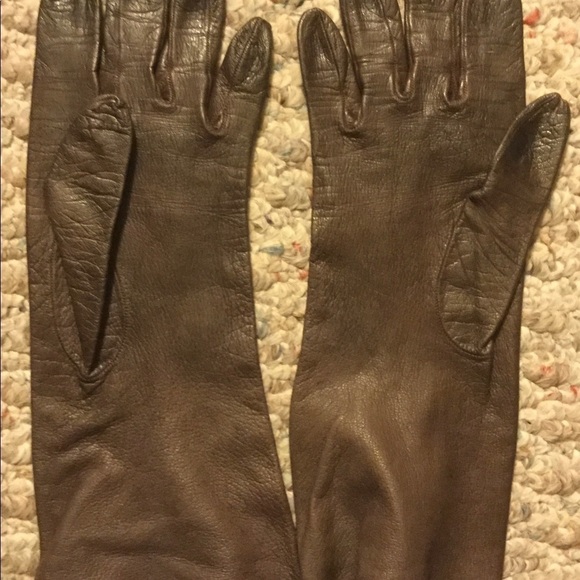 Vtg MICHEL SWISS Womens Leather Sz 6 Brown Gloves - Picture 2 of 6